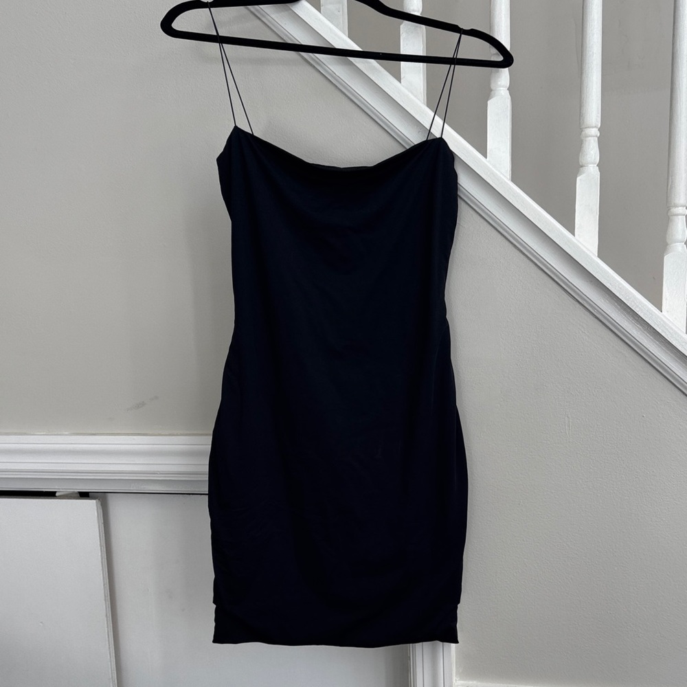 Oh Polly Black Mini Dress with Spaghetti Straps